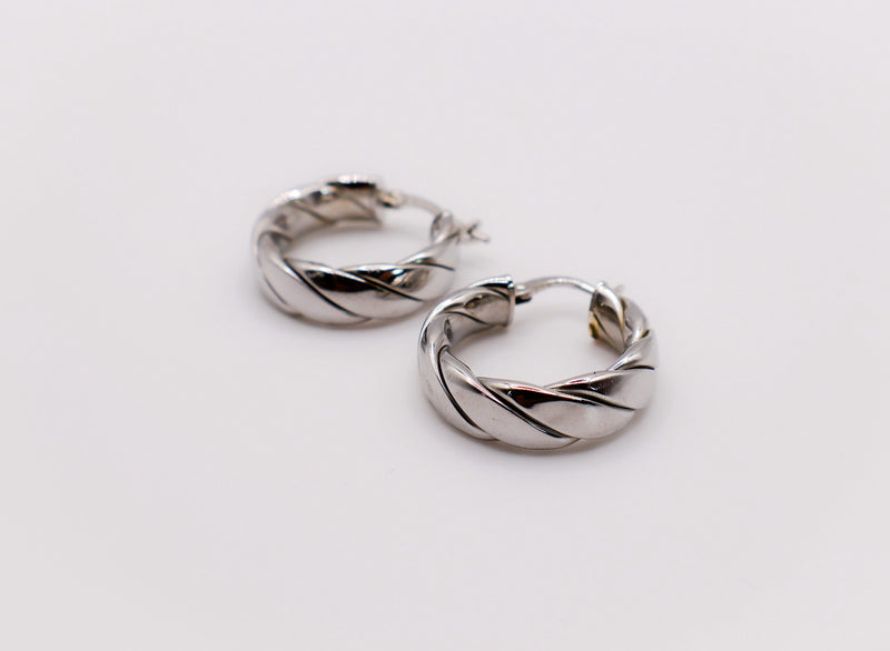 Italian Twirl Silver Hoop Earrings