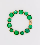 Emerald Elegance Gold-Plated Faux Diamond Bracelet