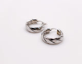 Italian Twisted Texture Silver Hoop Earrings