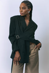 Luna Noir Pinstripe Blazer