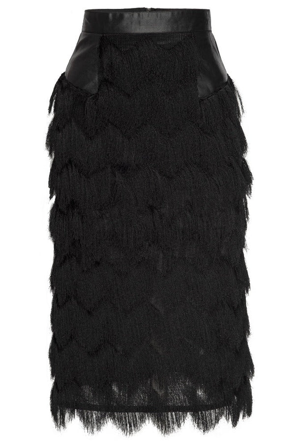 VALENTINA Noir Fringe Skirt in Multi-Lengths