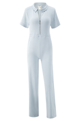 Ribbed Polo Jumpsuit Silver