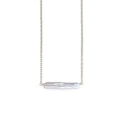 Maris Pearl Bar Necklace in Silver