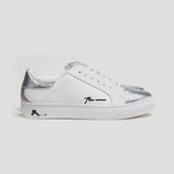 Spanish White Leather Low Top With Metallic Leather Finishing