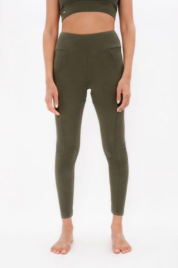 Munich - High Waisted Leggings - Green Ash