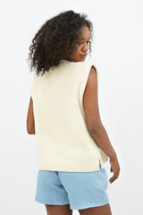 Napoli  - High Neck Knitted Top - Porcelain