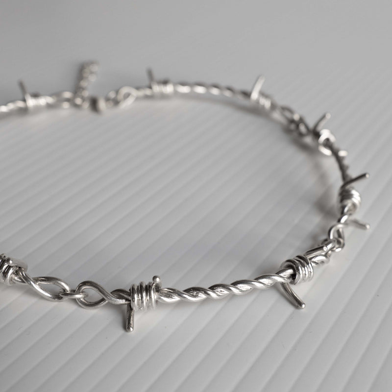 Barbed Wire Choker in Sterling Silver