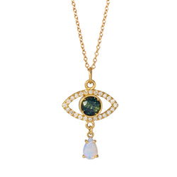 Celestial Vision With Teardrop of Light Necklace - 14K Yellow Gold