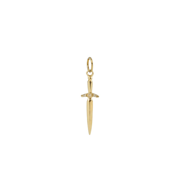 CUSTOM - 18K Pixie Dagger Charm With Sapphire