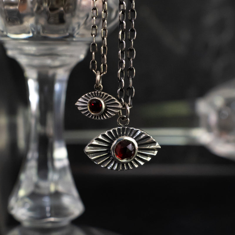 Vision Necklace With Garnet (Large)  - Sterling Silver