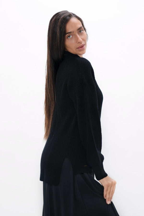 Ottawa  - High Neck Sweater - Licorice