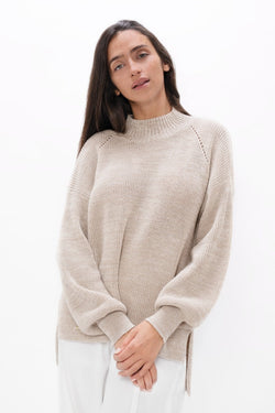 Ottawa - High Neck Sweater - Sand Marl