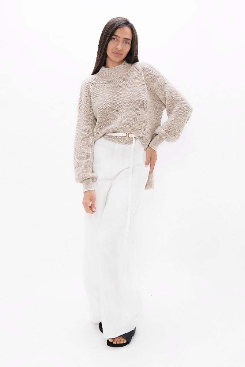 Ottawa - High Neck Sweater - Sand Marl