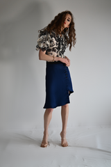 SABINE Button Down Satin Skirt