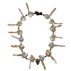 Key Pearl, Gunmetal, and Tourmaline Necklace