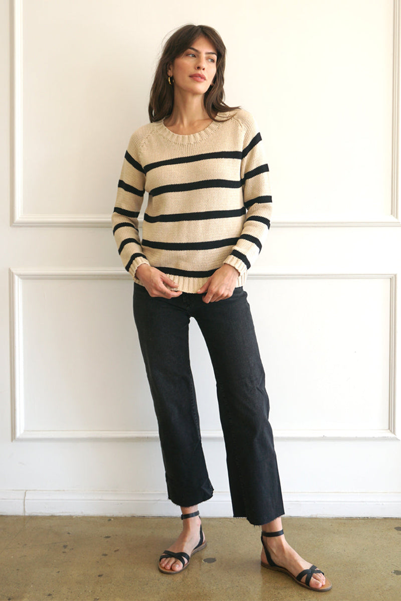 Sloane Crewneck in Sand Stripe