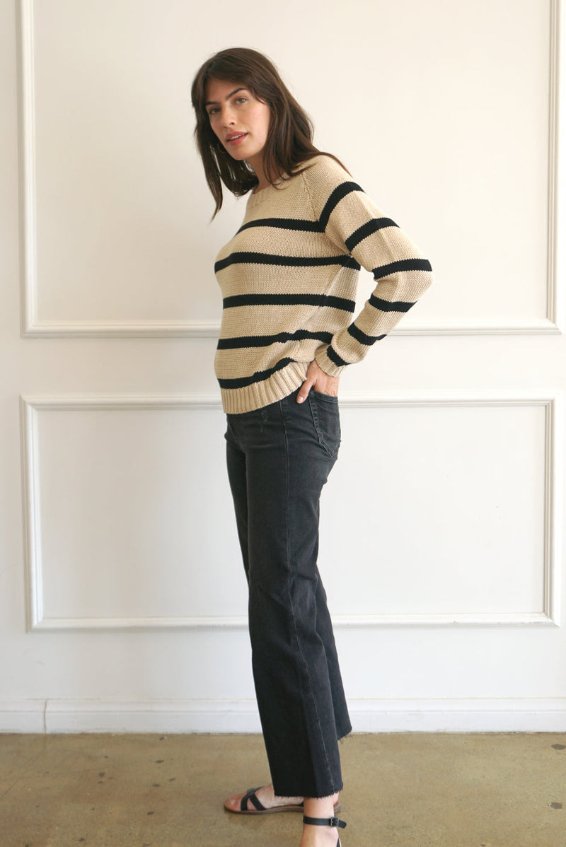 Sloane Crewneck in Sand Stripe