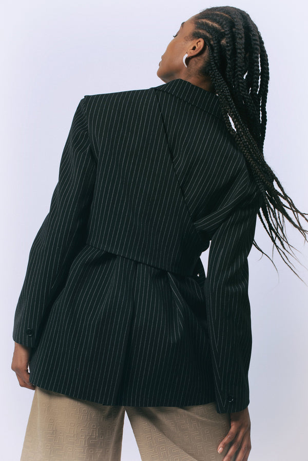 Luna Noir Pinstripe Blazer