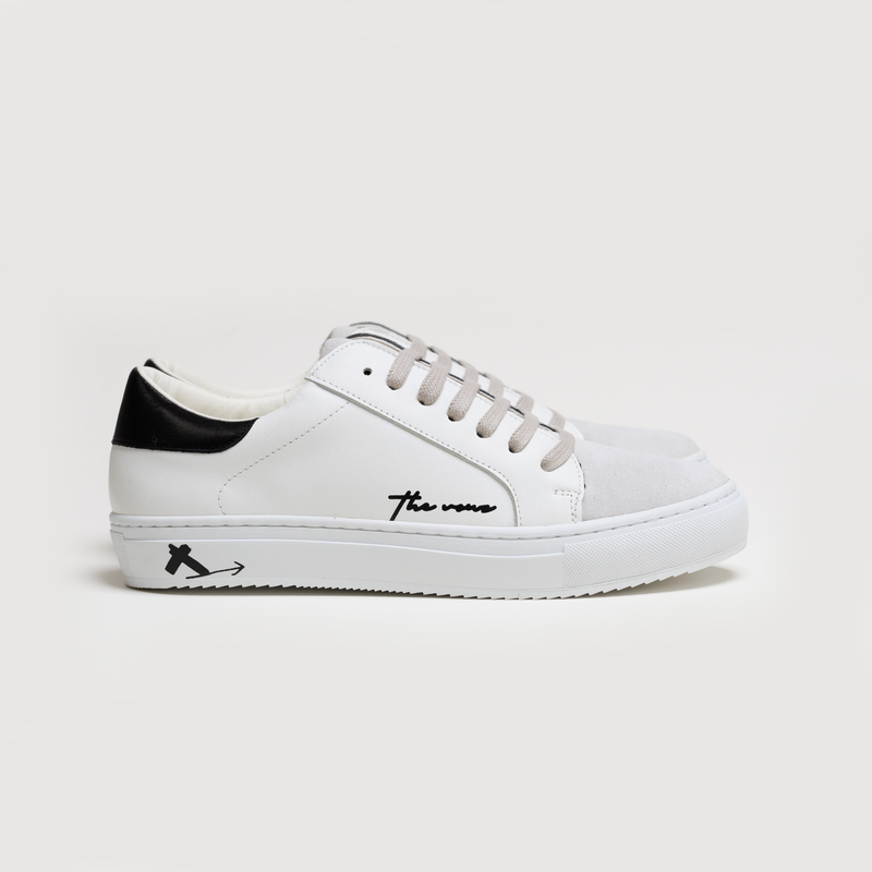 Spanish White Leather Low Top With Spanish Suede and White Leather Finishing