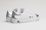 Spanish White Leather Low Top With Metallic Leather Finishing