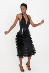 VALENTINA Noir Fringe Skirt in Multi-Lengths