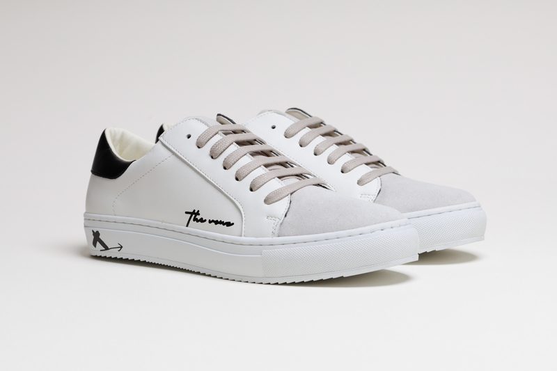 Spanish White Leather Low Top With Spanish Suede and White Leather Finishing