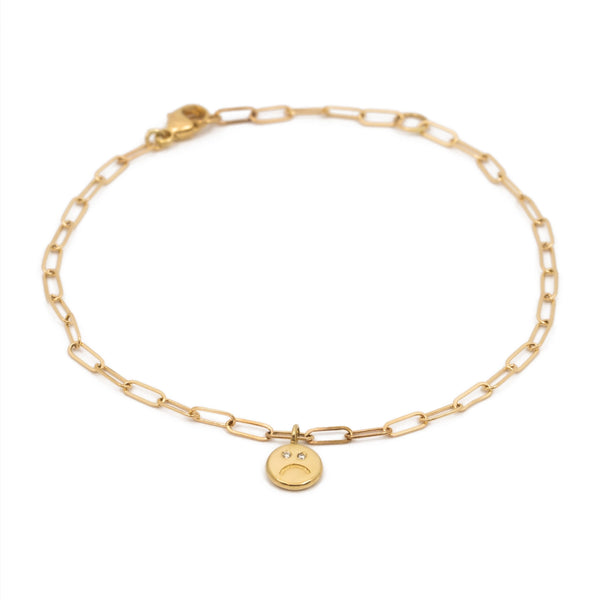 Happy and Sad Face Bracelet - 14k Yellow Gold - ourCommonplace