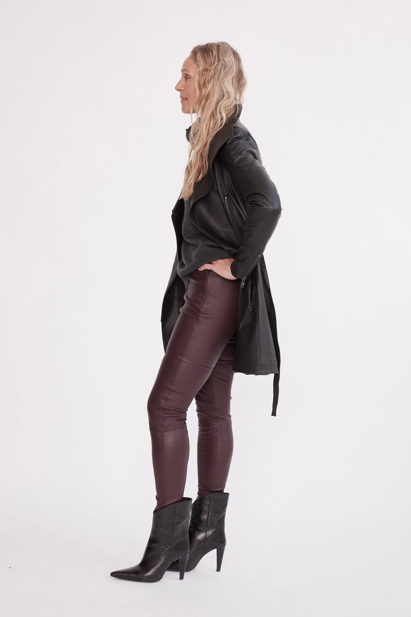 Washington Street Drape Trench Black Leather - ourCommonplace