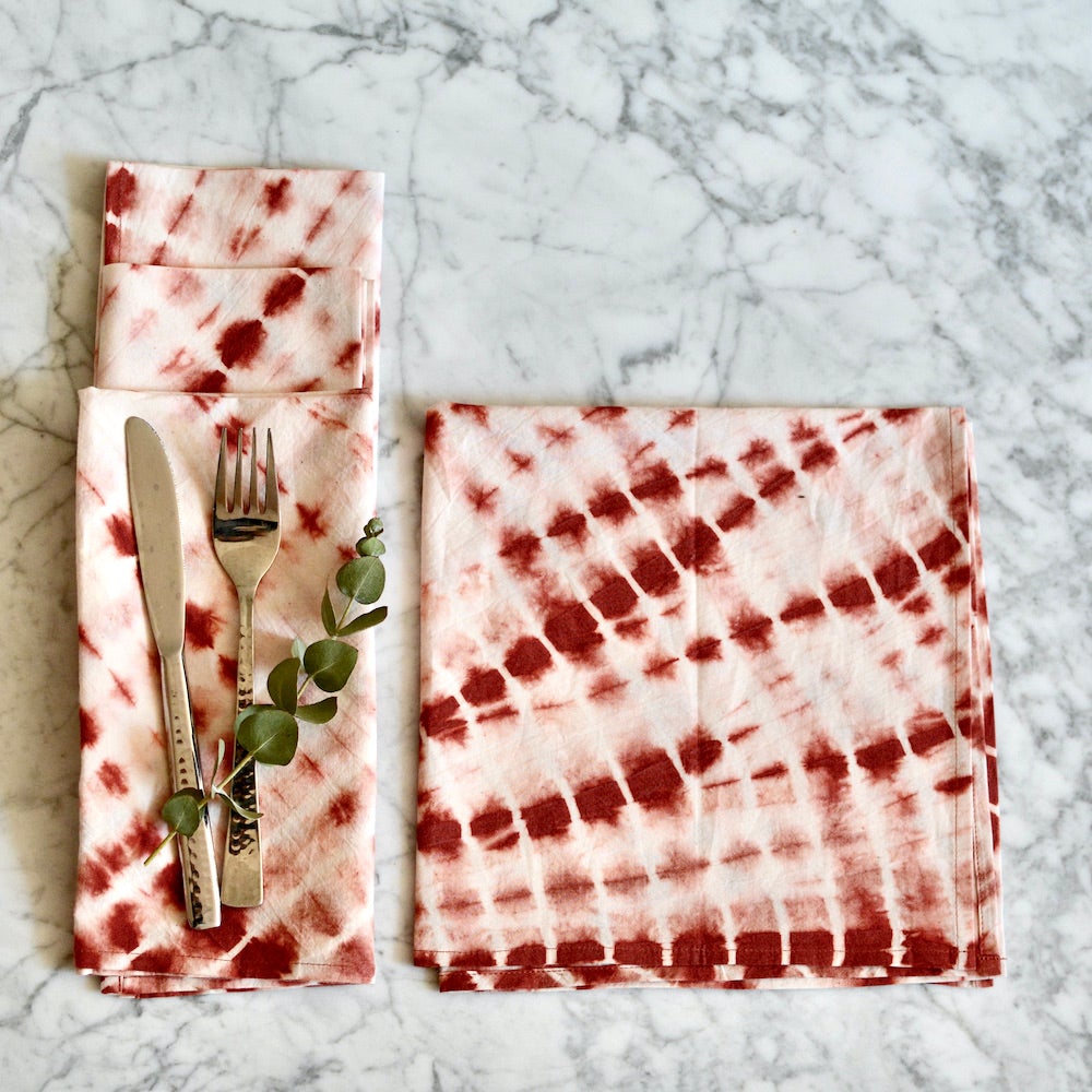 Shibori Indigo Table Napkins, Cotton Cloth Napkins, Hand Dyed